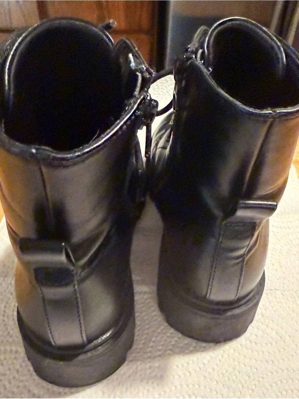 art class Black Kids Lace-Up Combat Boots with Beaded Lace Charms